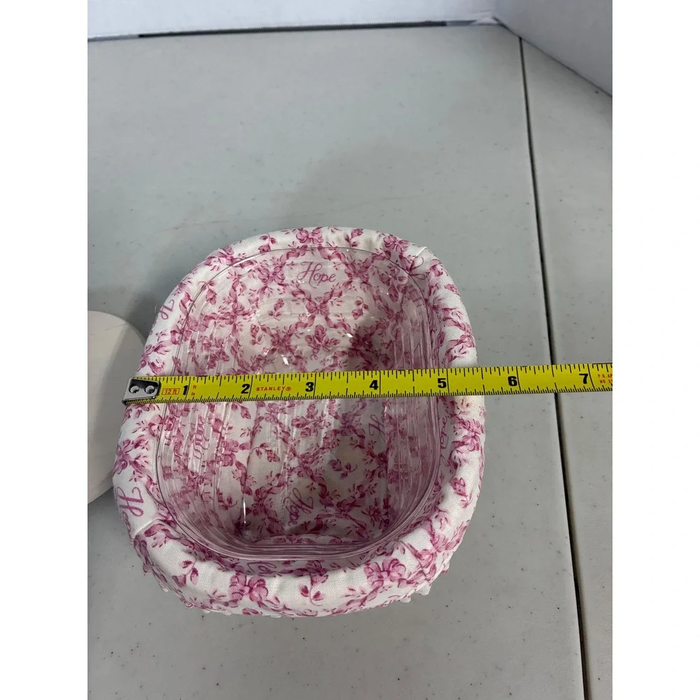 Longaberger Horizon of Hope Basket‎ Whitewash Wood Lid Pink Floral Liner